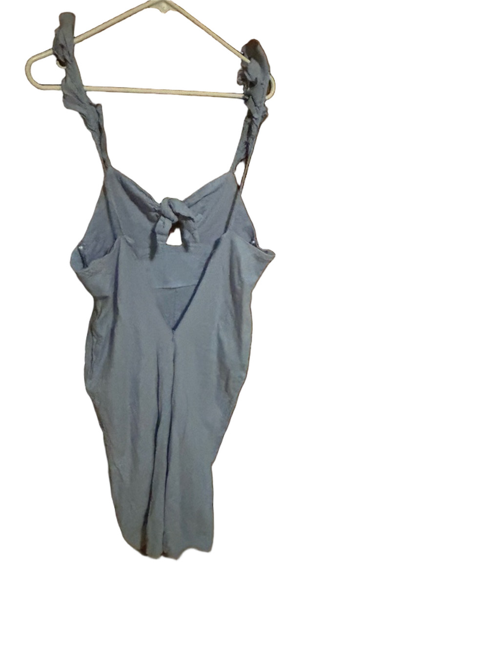 Zara Ruffle Strap Tie-Front Wide-Leg Jumpsuit - Light Blue - Picture 3 of 5